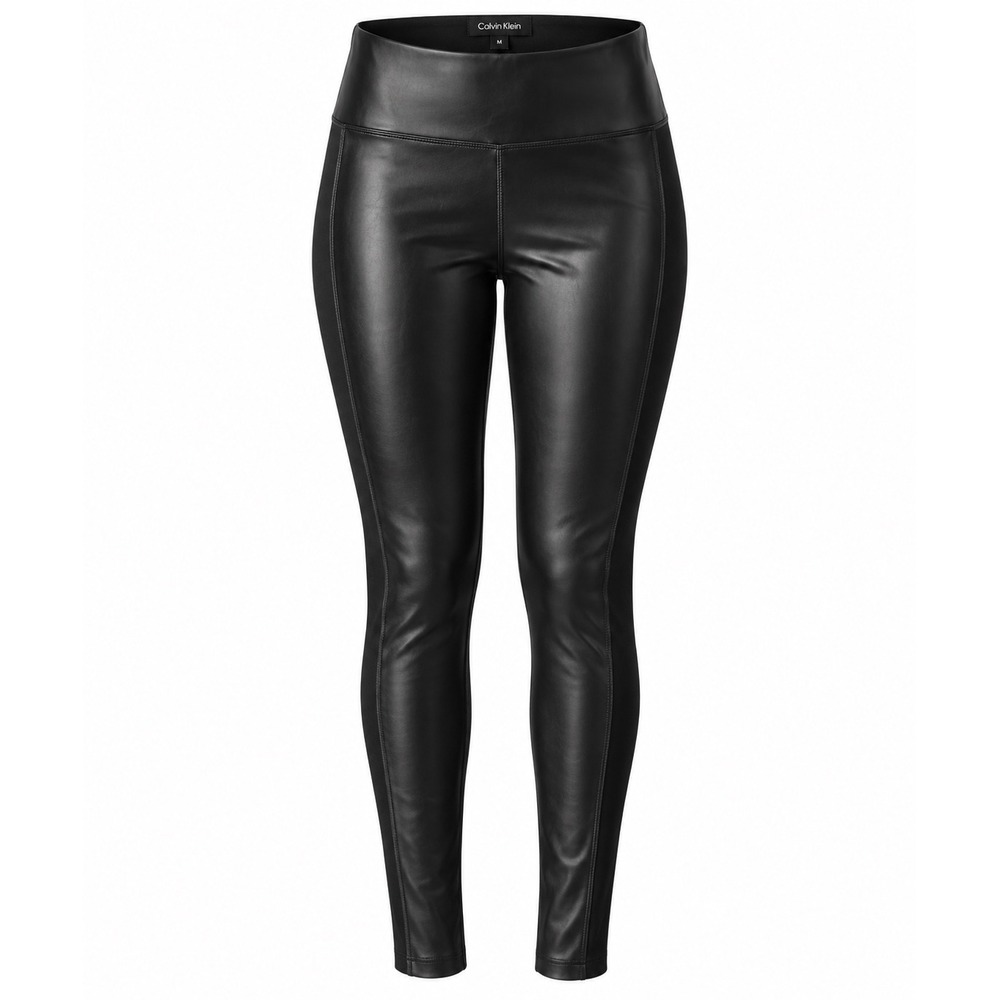Calvin Klein Faux Leather Leggings Women M Black Mob Wife Indie Sleaze Y2K